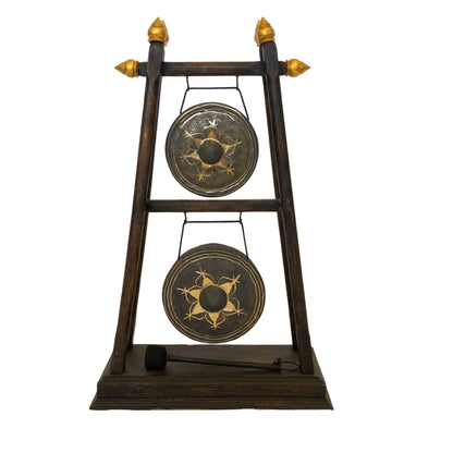 06" & 07" Thai Gongs on Sao Ching Cha Double Gong Stand