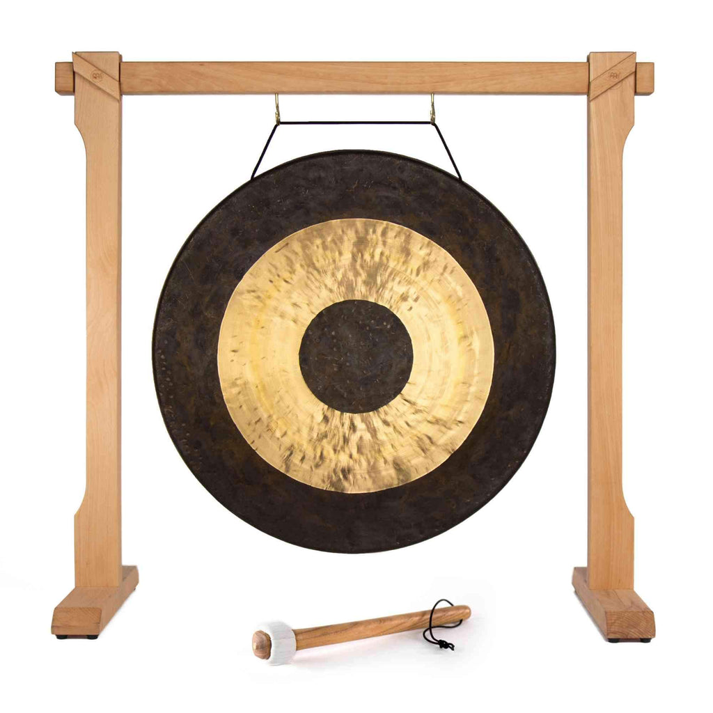 The Gong Shop Chinese Gongs with Stands 28" Chau Gong on Meinl Wooden Gong Stand with Mallet