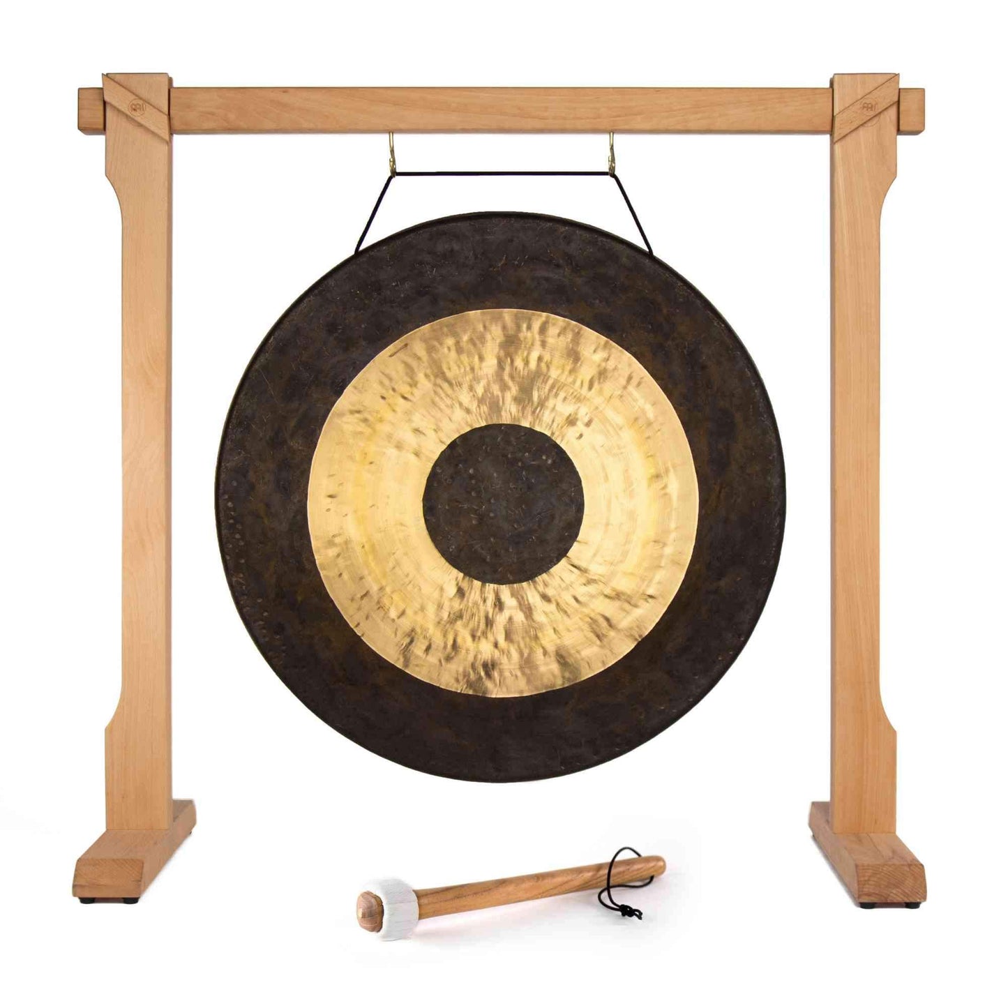 The Gong Shop Chinese Gongs with Stands 40" Chau Gong on Meinl Wooden Gong Stand with Mallet