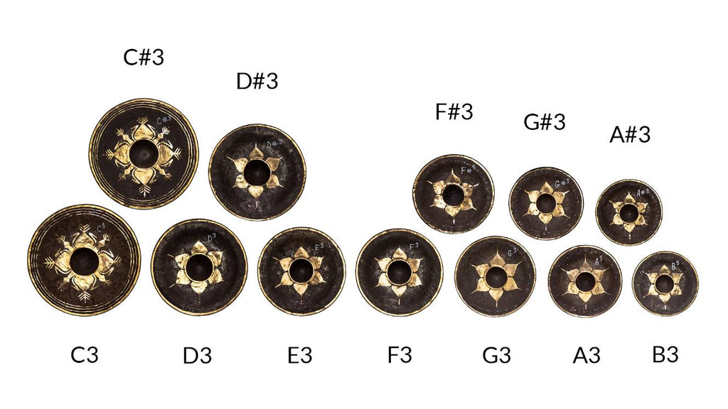 The Gong Shop Tuned Thai Gongs Tuned Thai Gongs Chromatic Set C3-B3